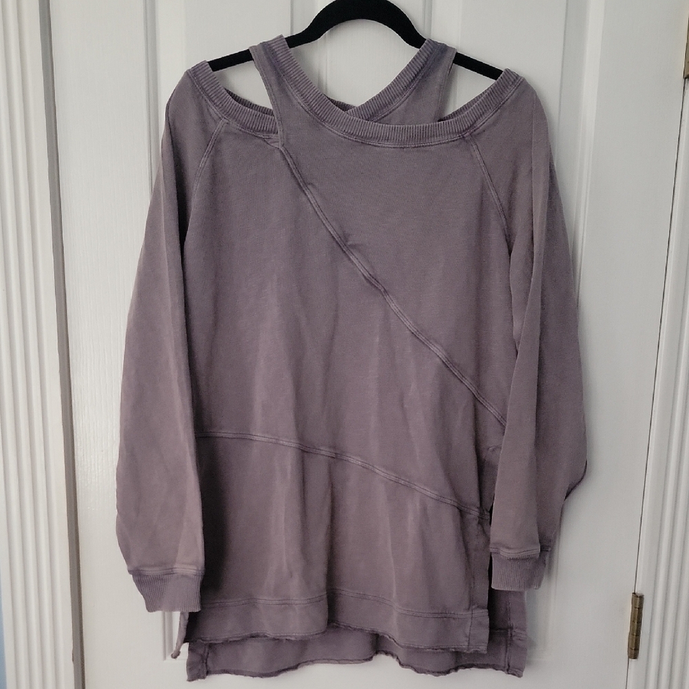 Pilcro Anthropologie Purple Cold Shoulder Sweatshirt New Nwt Small S Shirt Top